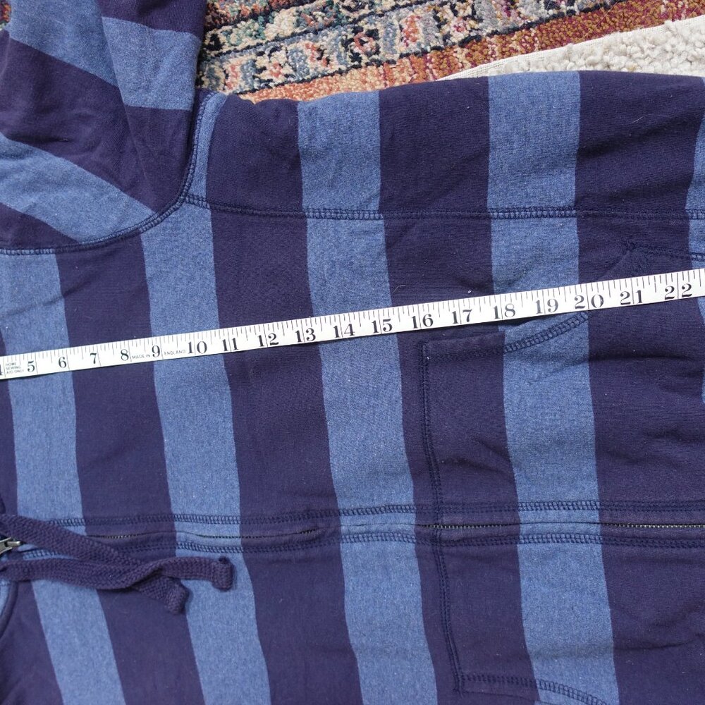 Men's Navy and Gray Striped Hooded Zip Sweater - Picture 8 of 8